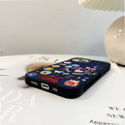 Embroidered Stickers Glass Case