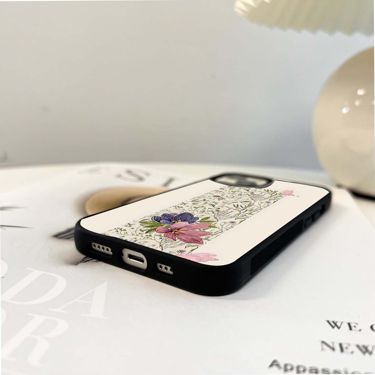 Botanical with Butterflies Glass Case