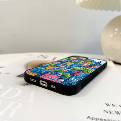 Cartoon Cityscape Glass Case