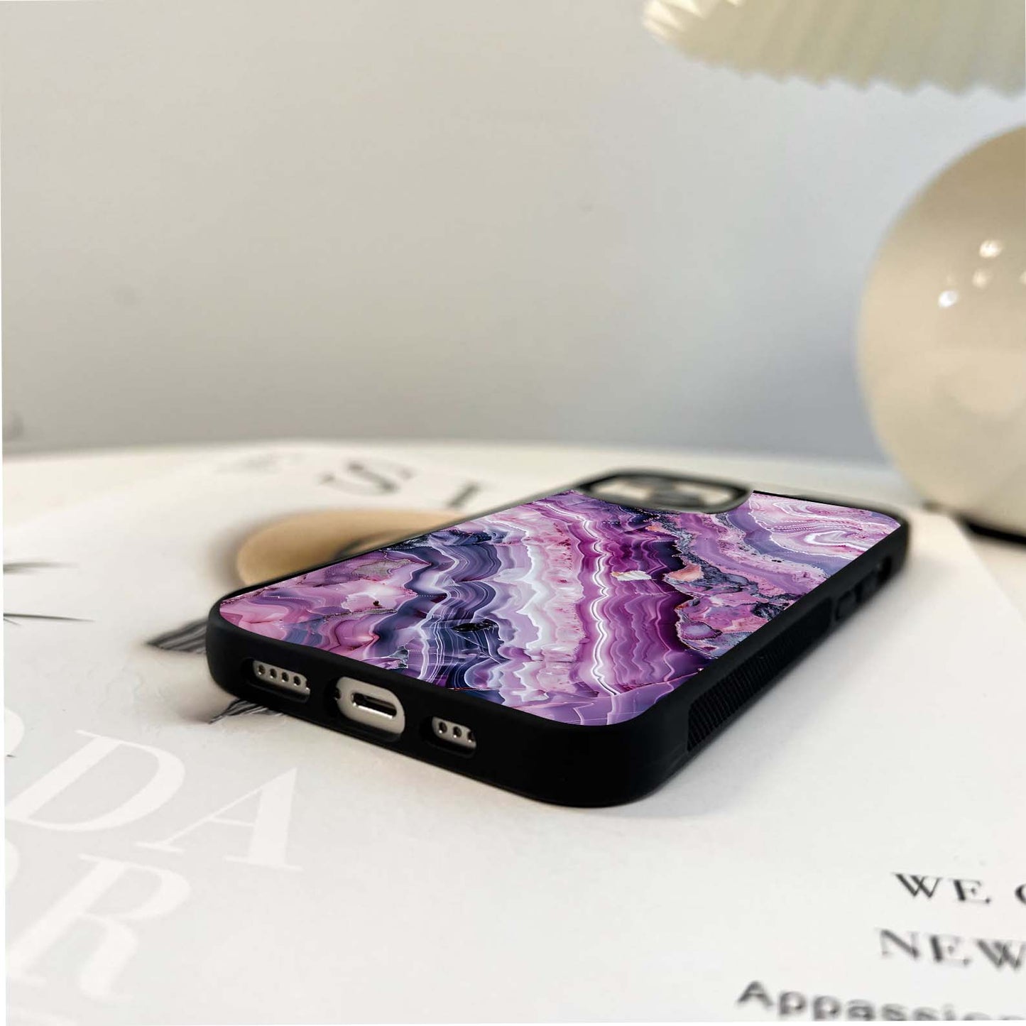 Violet Crystal Marble Glass Case