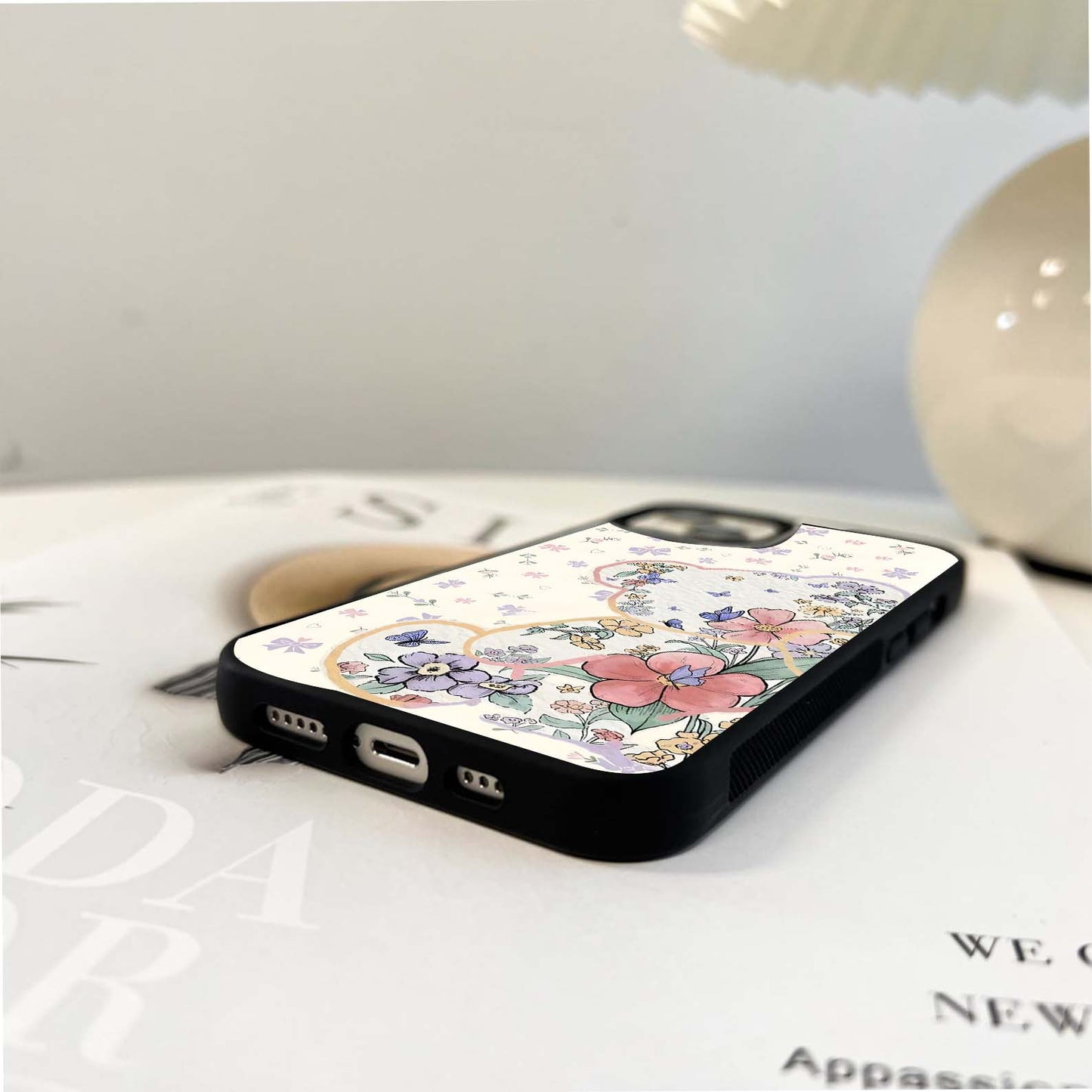 Floral Pooh Bear Glass Case