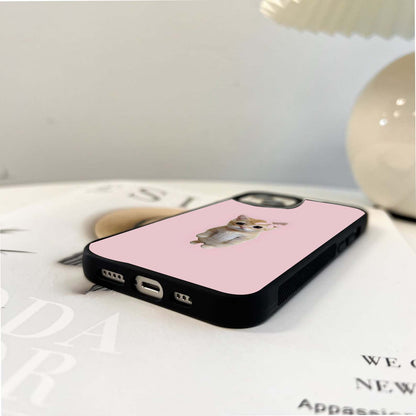 Innocent Cat With Pink Background Glass Case