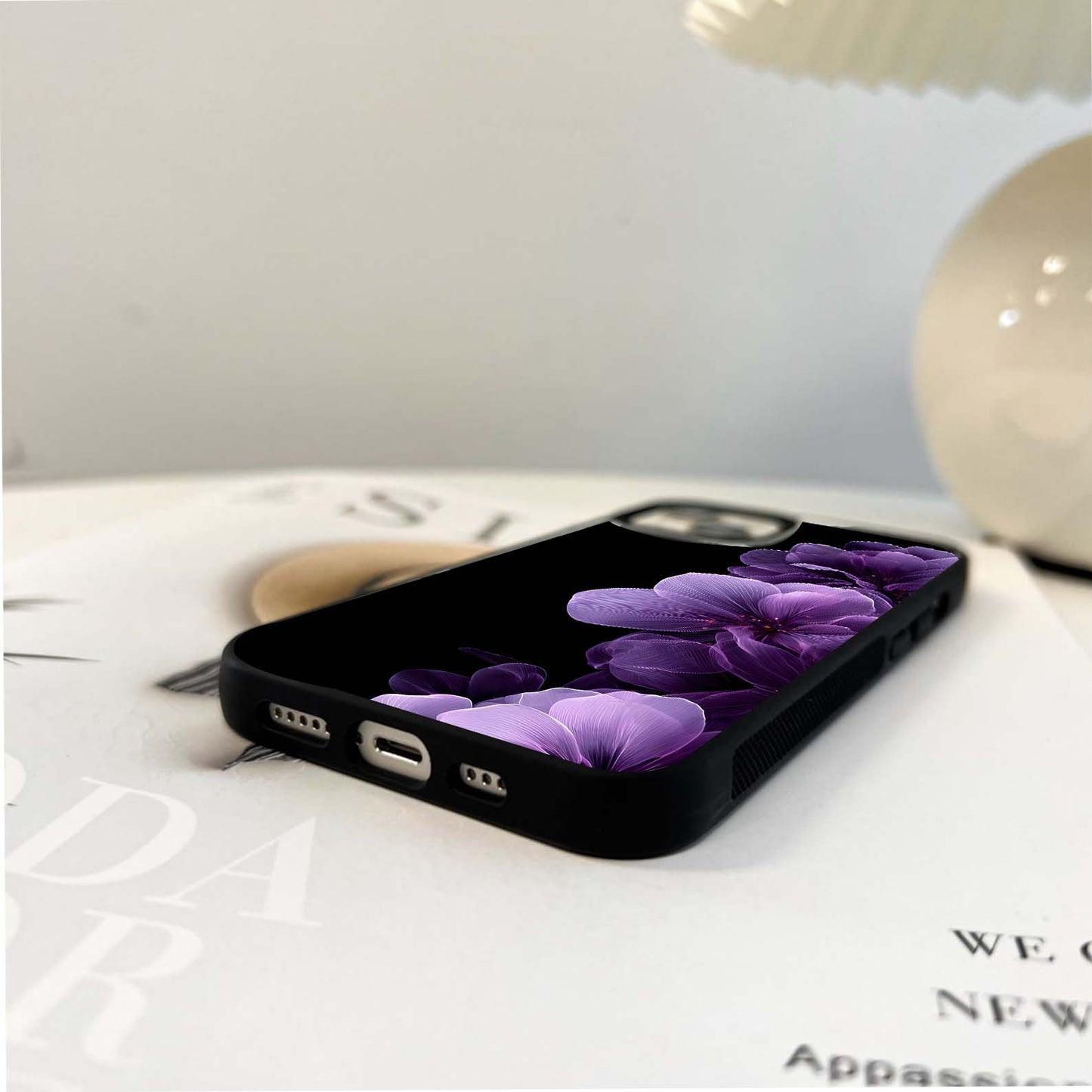 Purple Flower Glow Glass Case