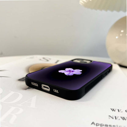 Flower on soft Violet Gradient Glass Case