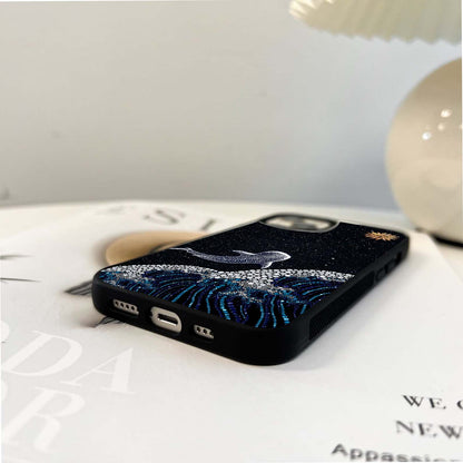 Dolphins Waving Art Glass Case