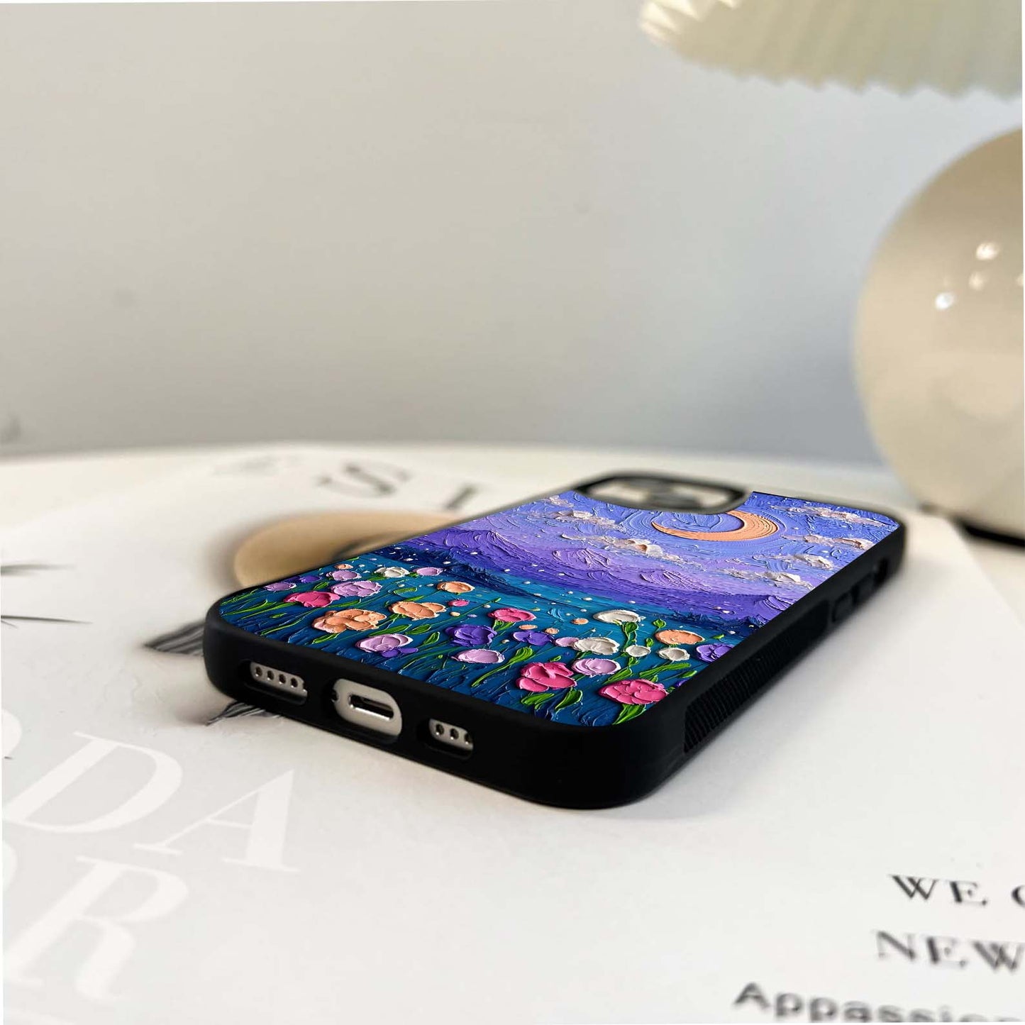 Purple Crescent Moon Glass Case