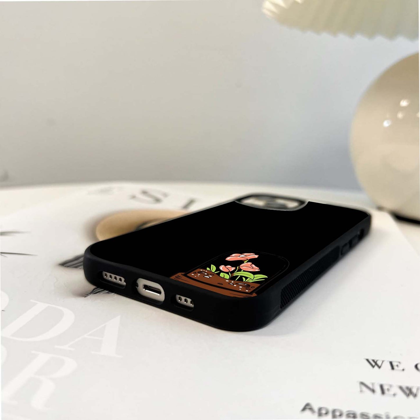 Orange Mini Flower Pot Glass Case