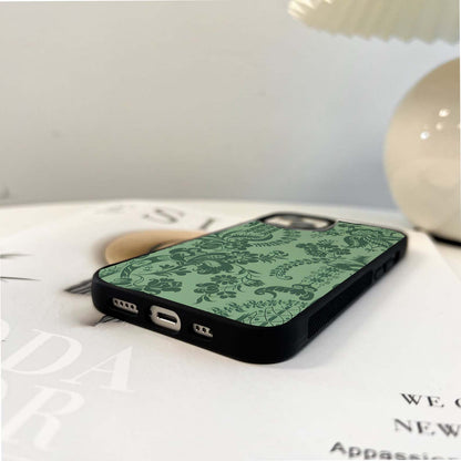 Green Ornate Pattern Glass Case
