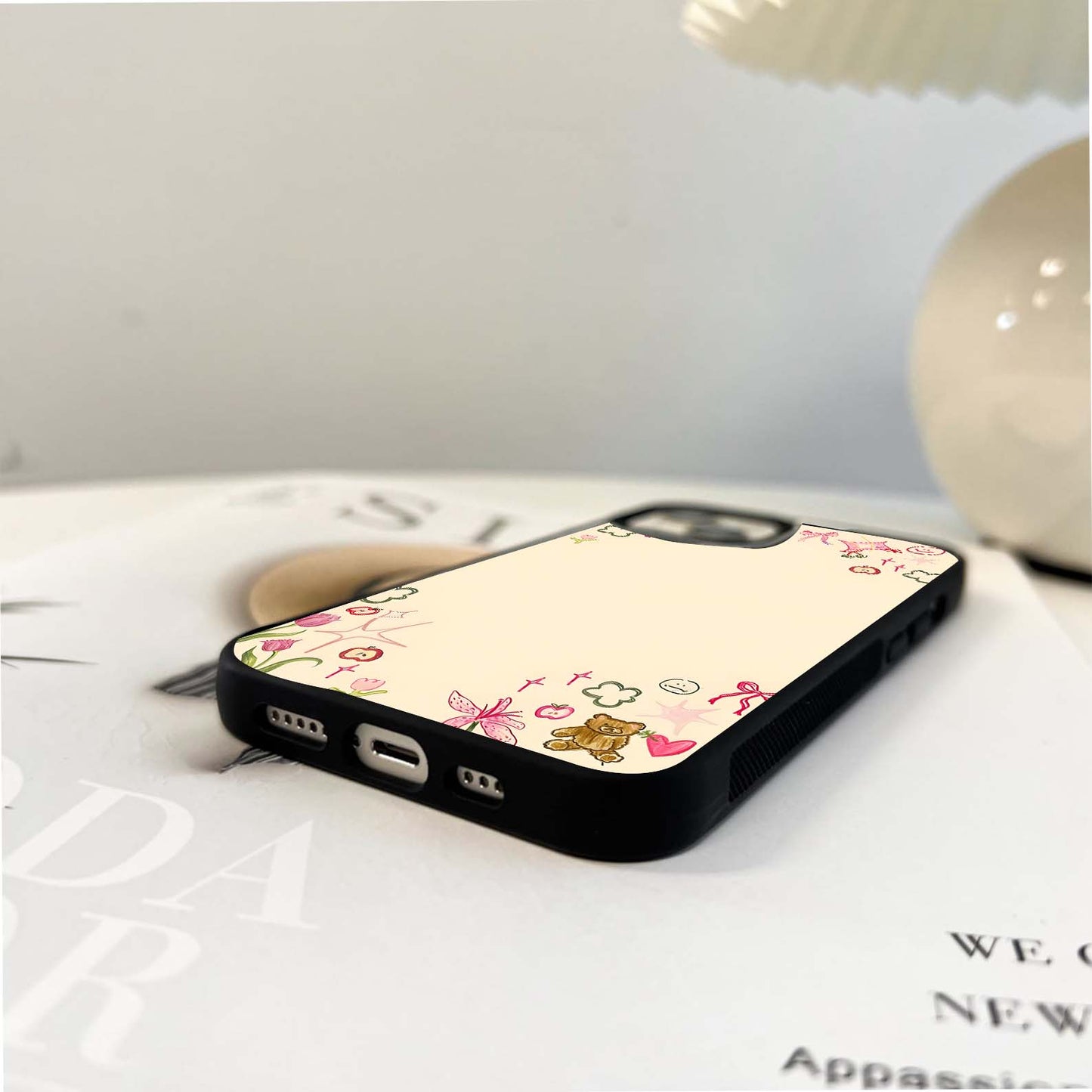 Whimsical Doodle Frame Glass Case