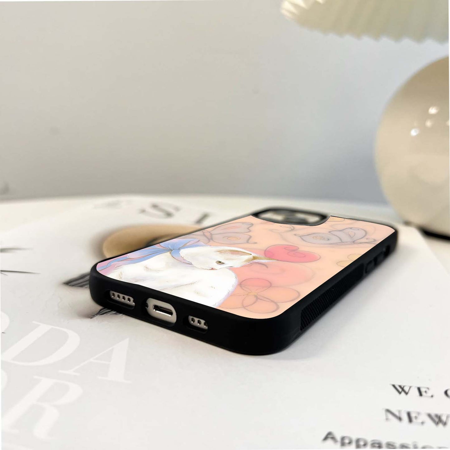 Aesthetic Shy Cat Glass Case