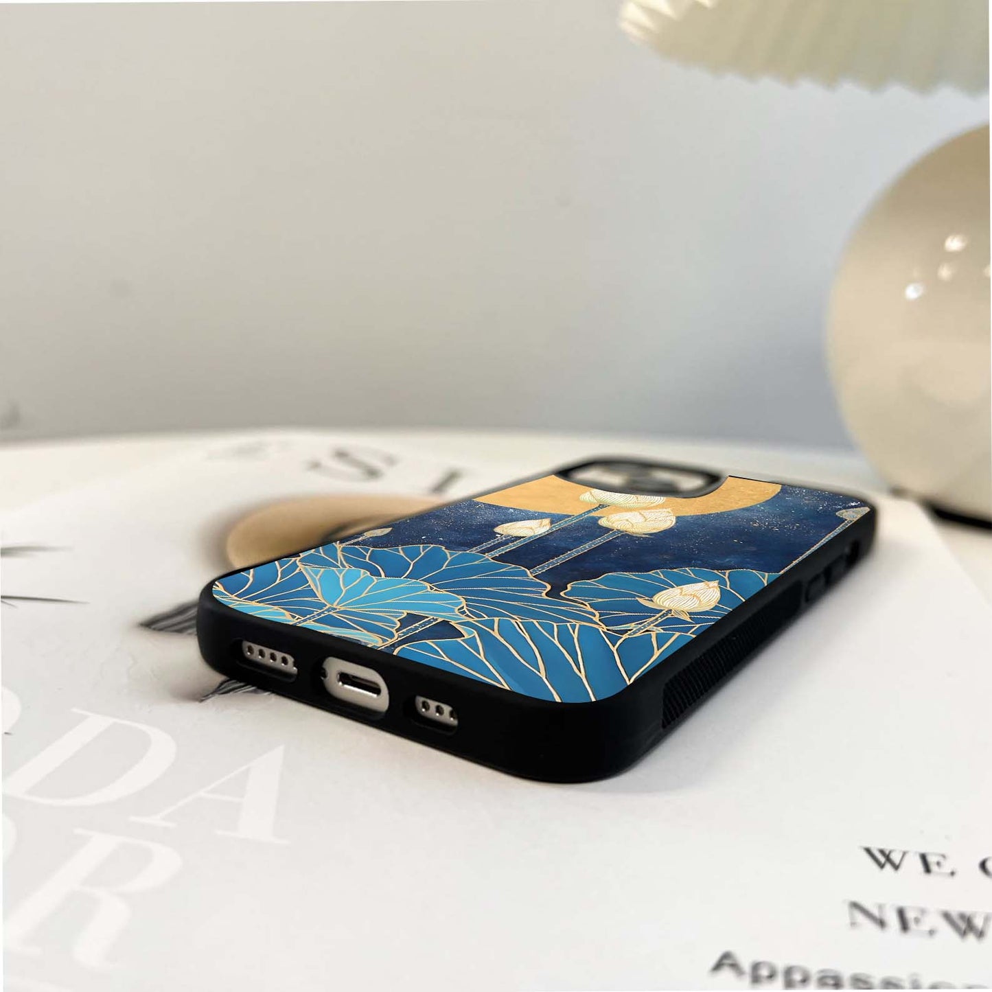 Moonlit Lotus Bloom Glass Case