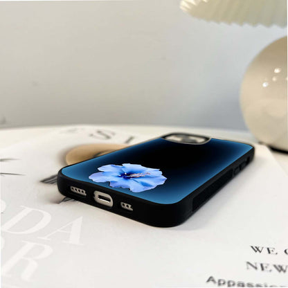 Hibiscus Flower blue glow Glass Case