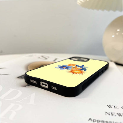 Yellow background Stamps Glass Case