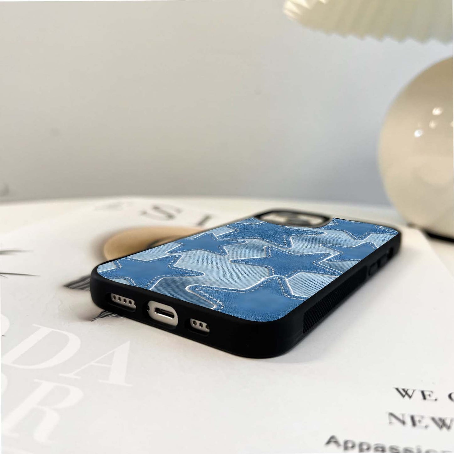 Denim Star Texture Glass Case