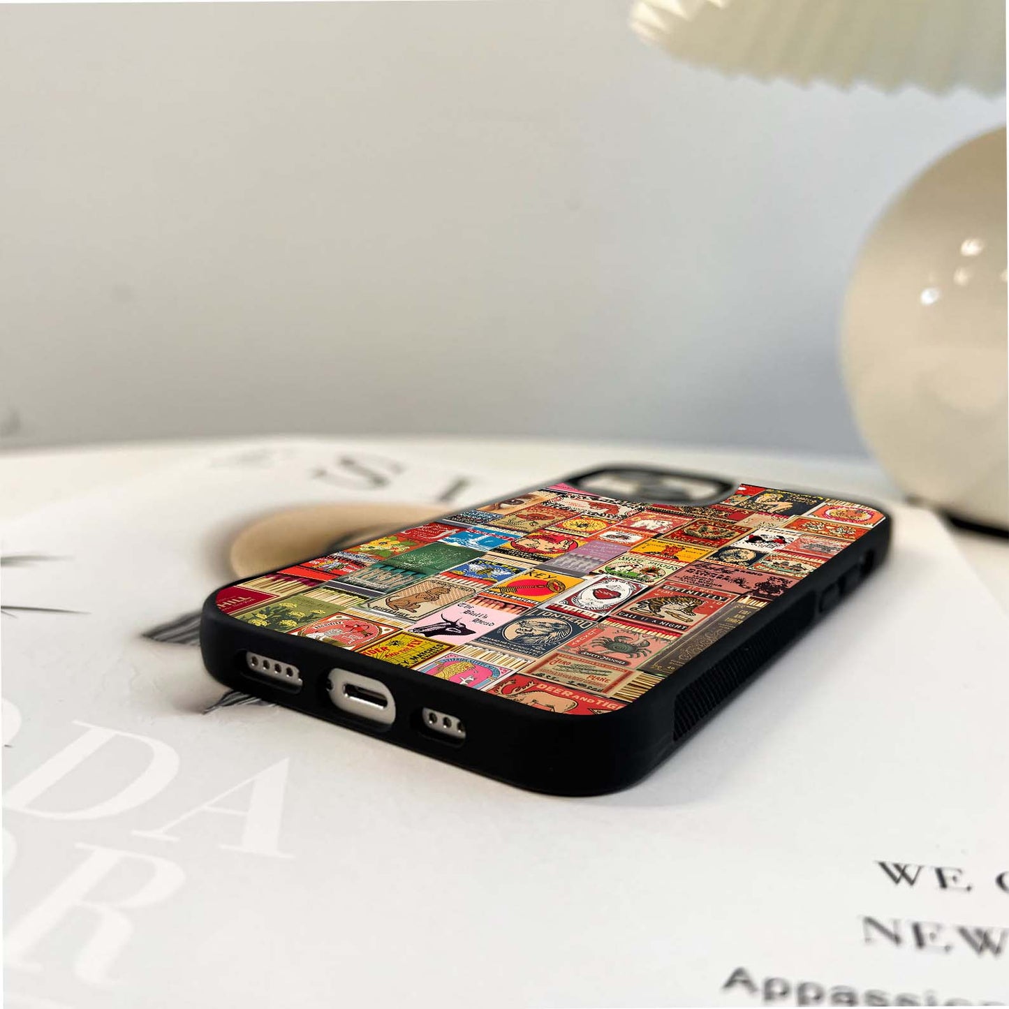 Matchbox Label Collage Glass Case