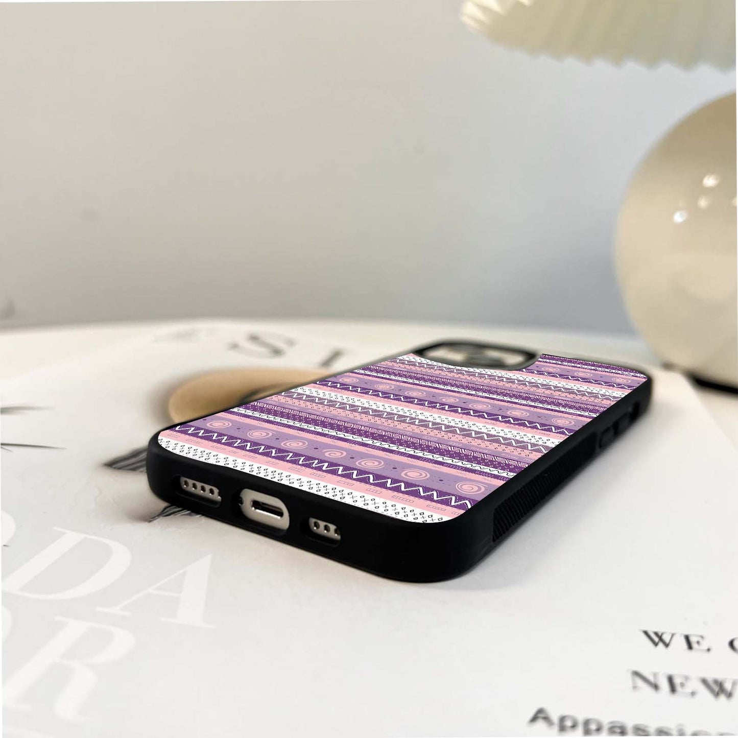 Purple Pattern Stripes Glass Case
