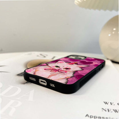 Layered Heart With Cat Glass Case