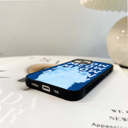 Blue Meow Glass Case