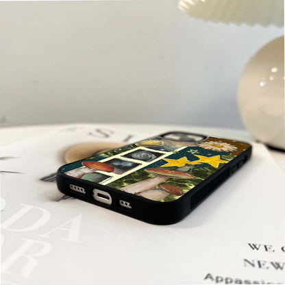 Frog on mushrooms Glass Case