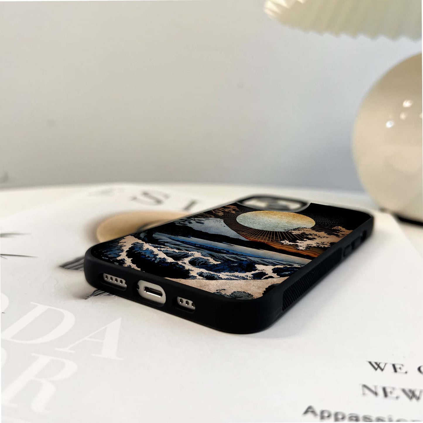 Golden Sun Over Waves Glass Case