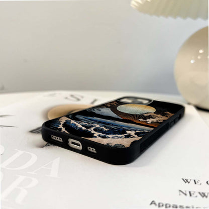 Golden Sun Over Waves Glass Case