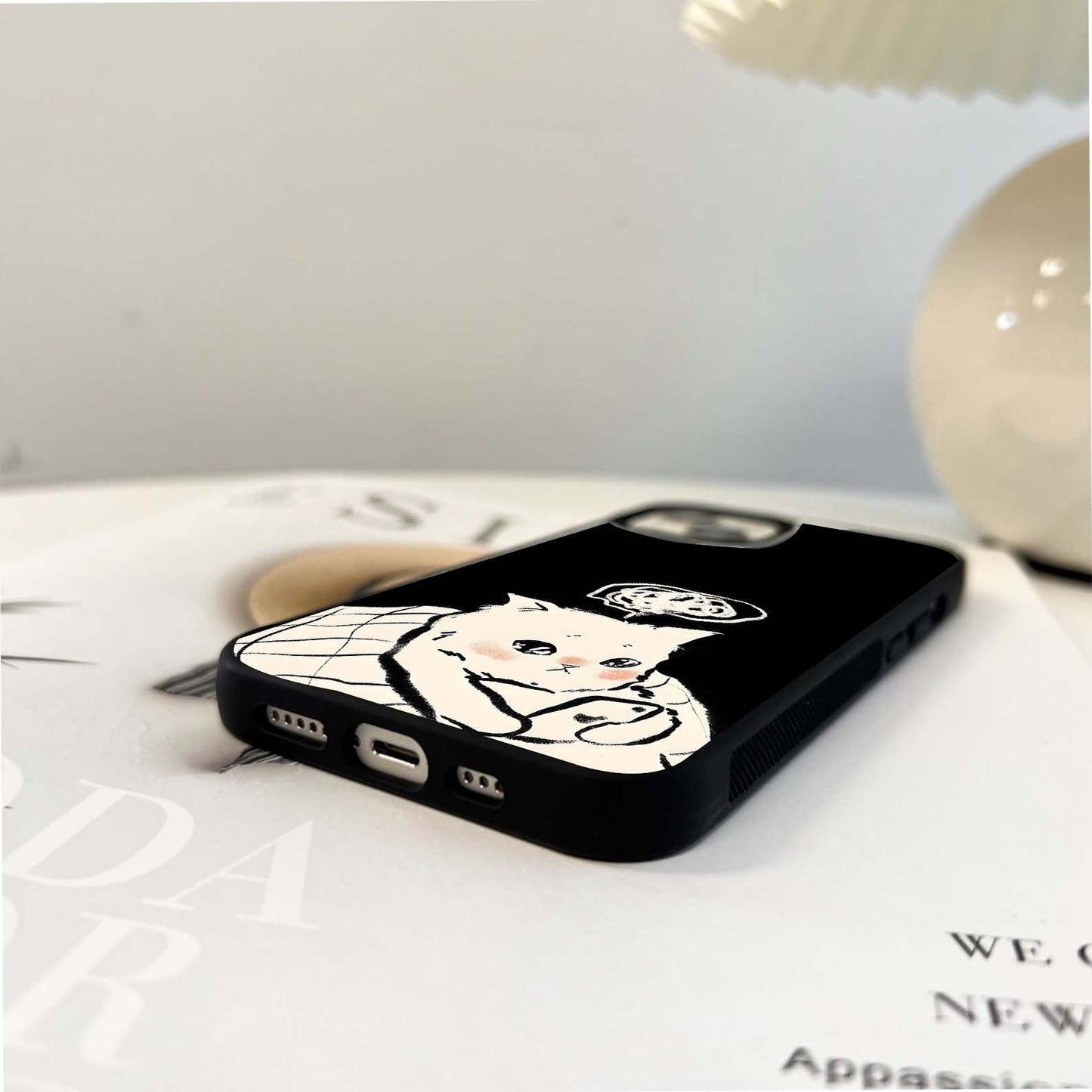 Anxious Cat Doodle Glass Case