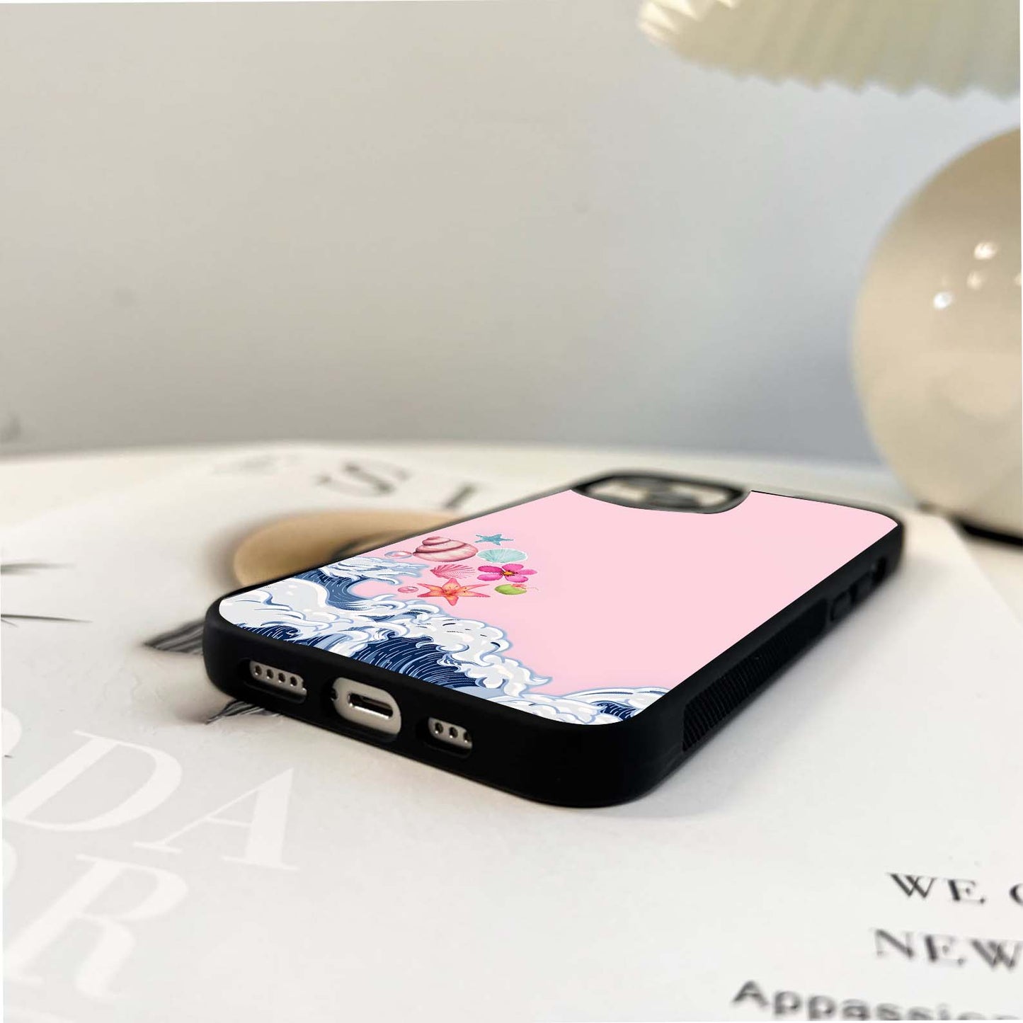 Pink Ocean Bloom Glass Case