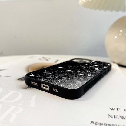 Black Glittering Stars Glass Case