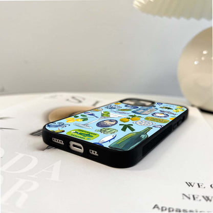 Blue Lemon Collage Glass Case