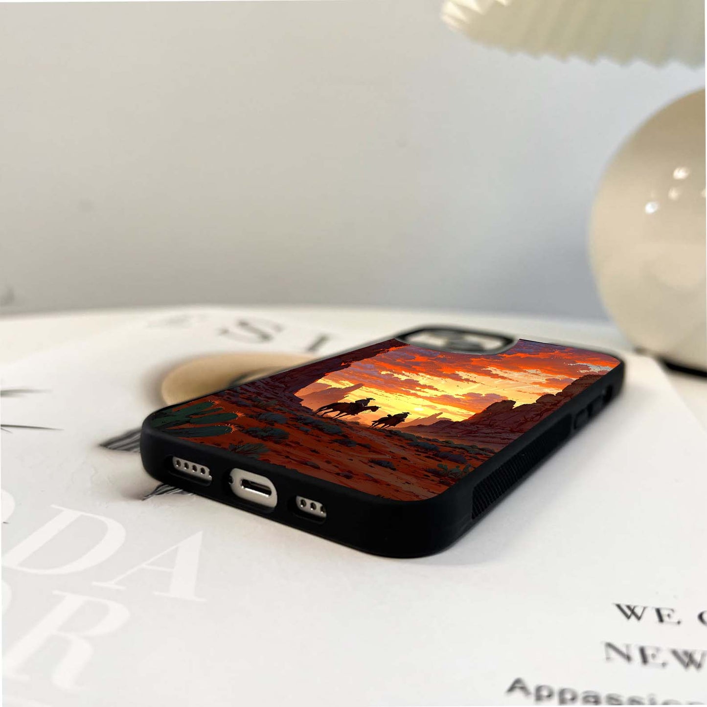 Western Sunset Ride Glass Case