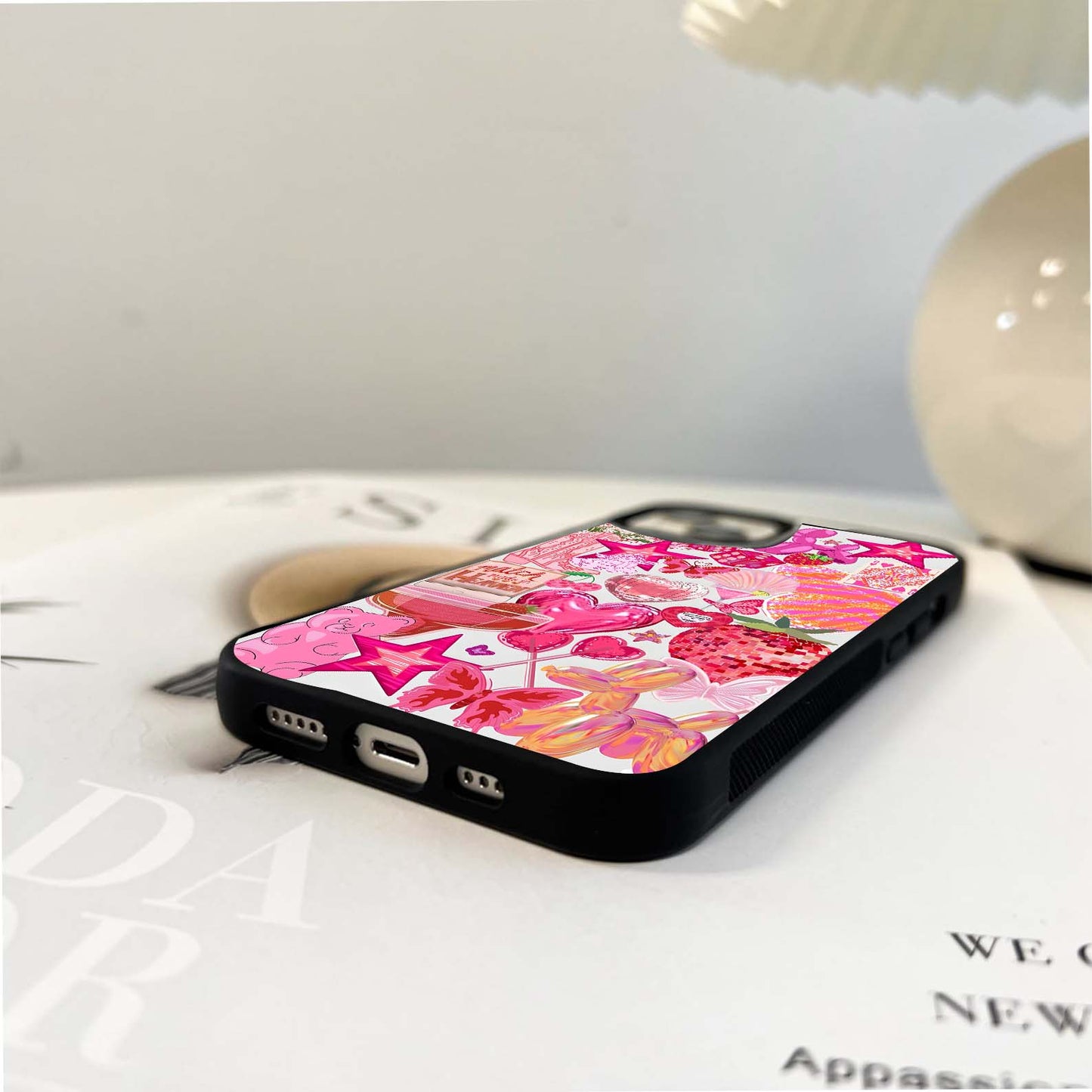 Pink Disco Collage Glass Case