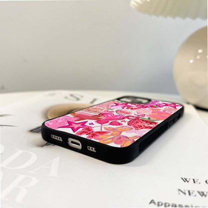 Pink Disco Collage Glass Case