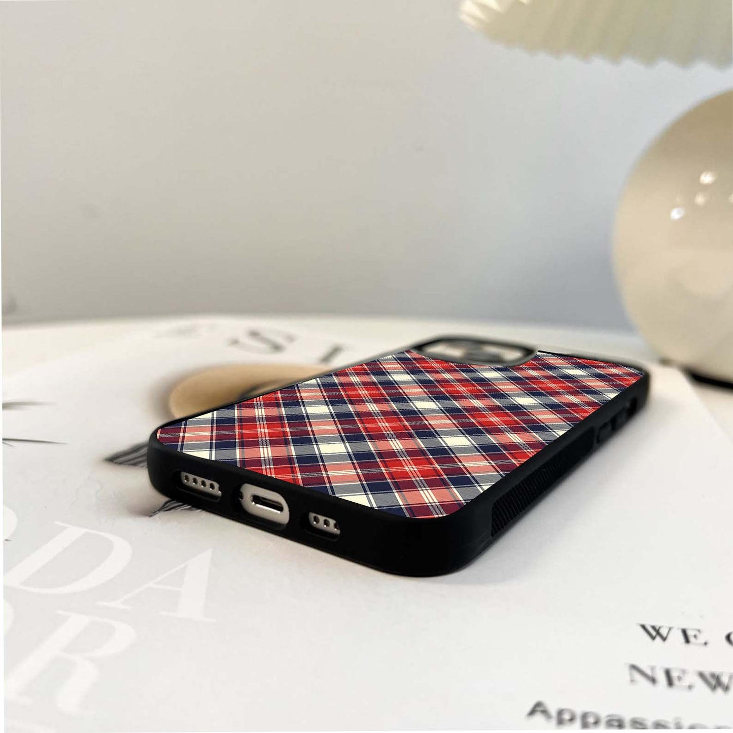 Red Checker Pattern Glass Case