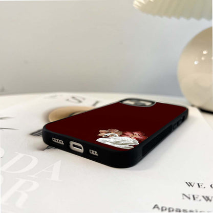 Crimson Swan Bloom Glass Case