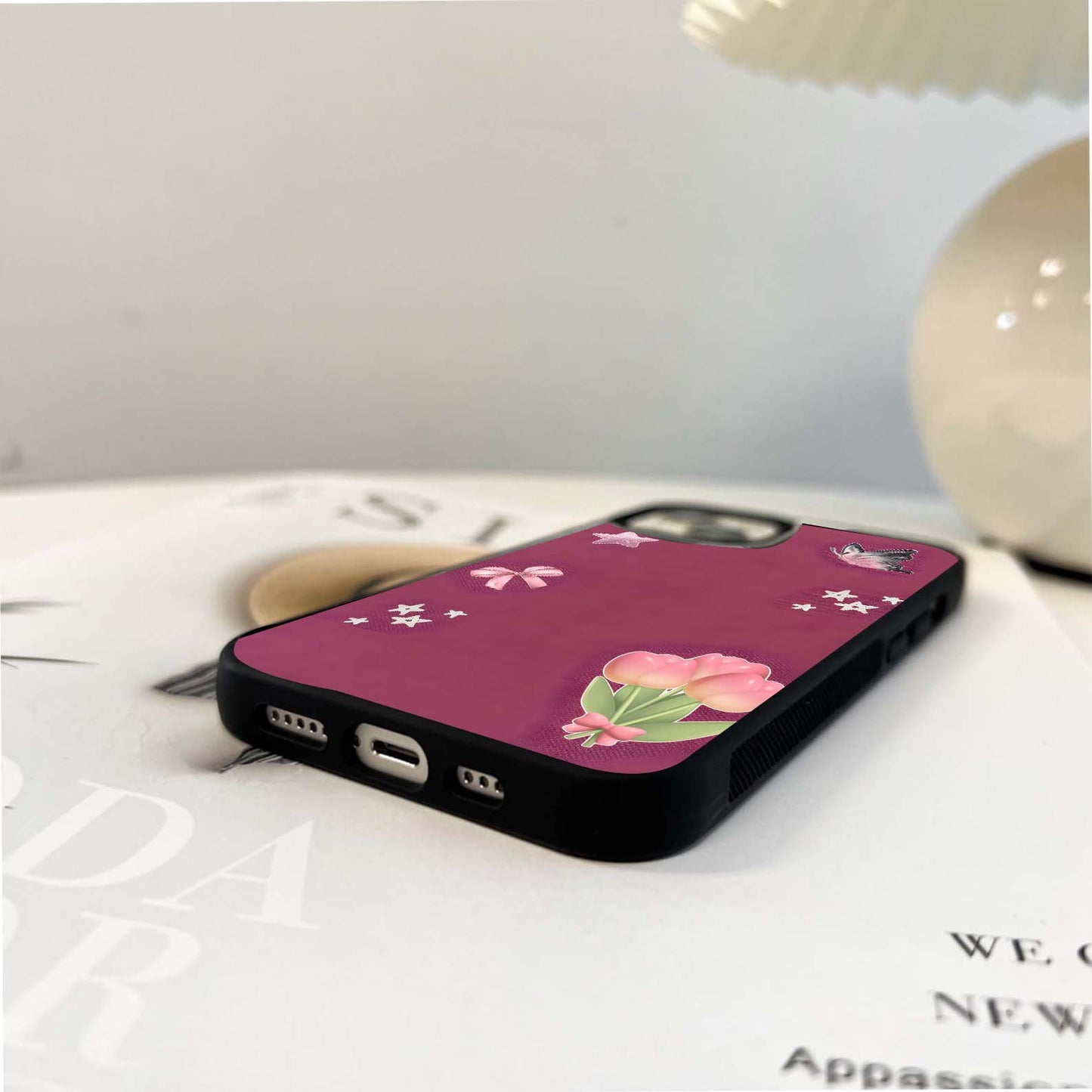 Soft Bow butterfly Glass Case