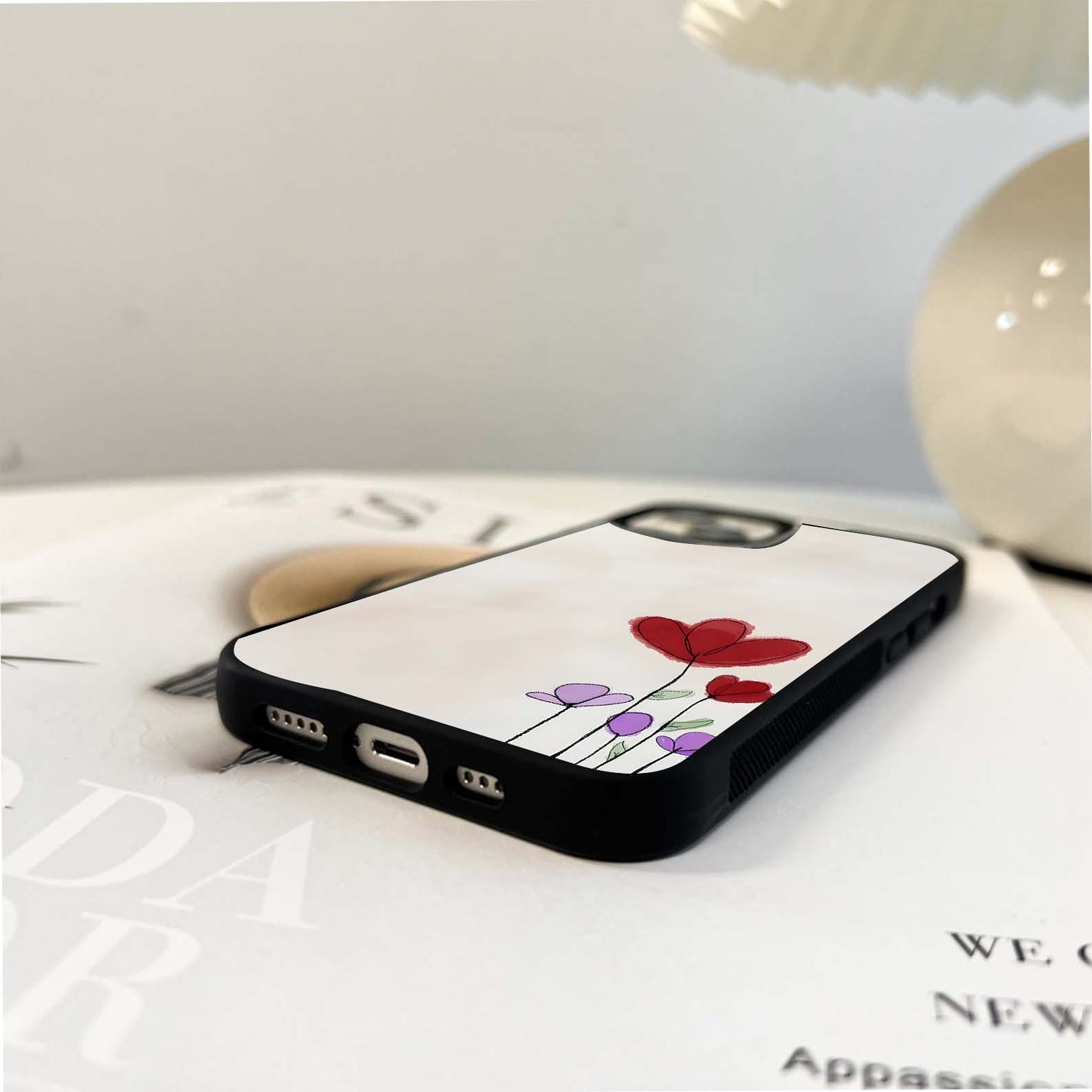 Red & Lavender Mini Flower Glass Case