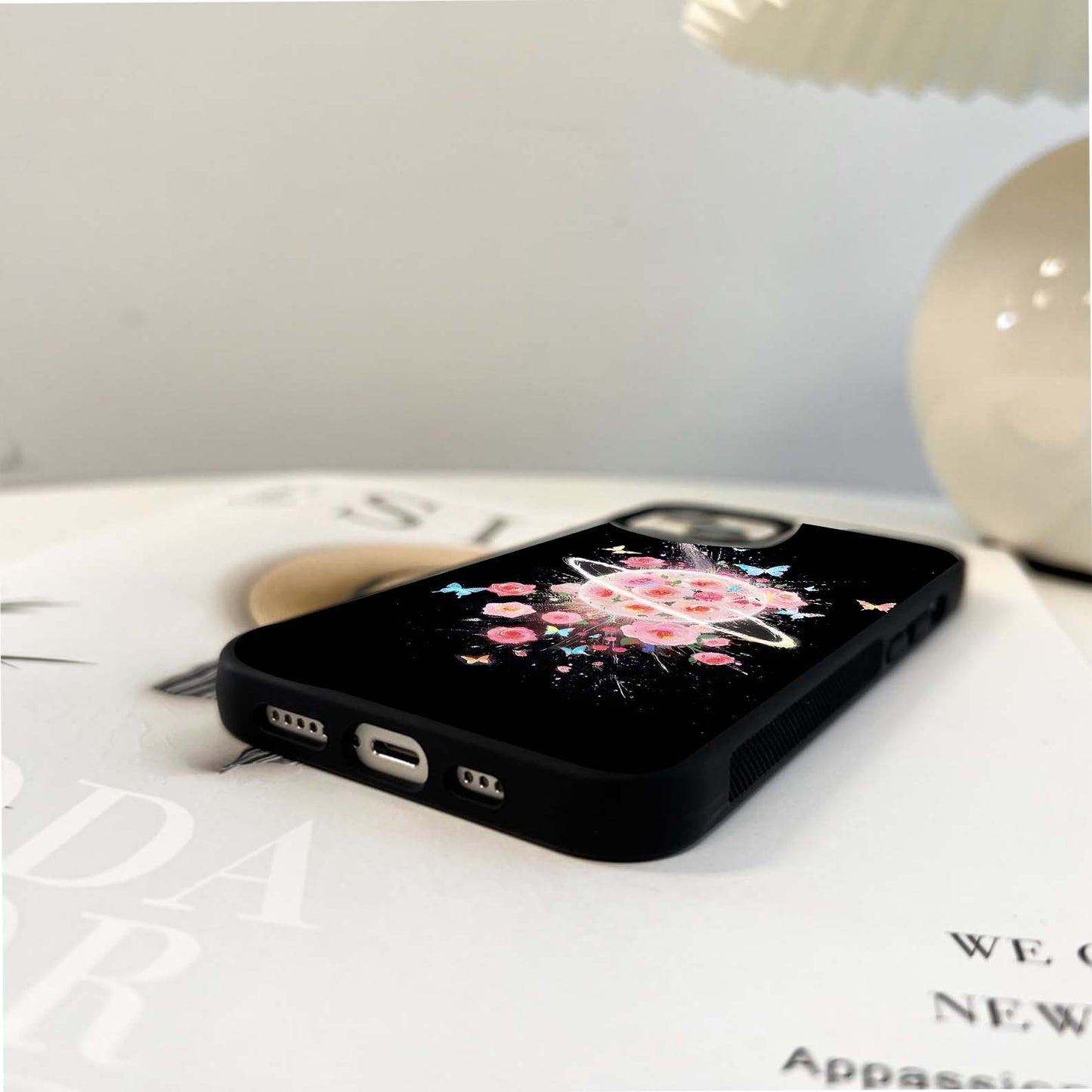 Planet Full of Roses and Butterflies Glass Case