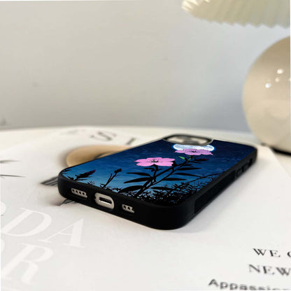 Purple Floral Aesthetic Botanical Glass Case