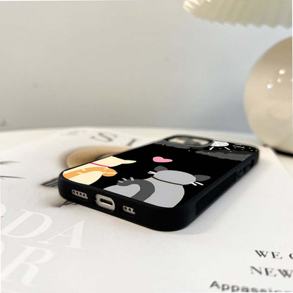 Cat Love Under Moon Glass Case