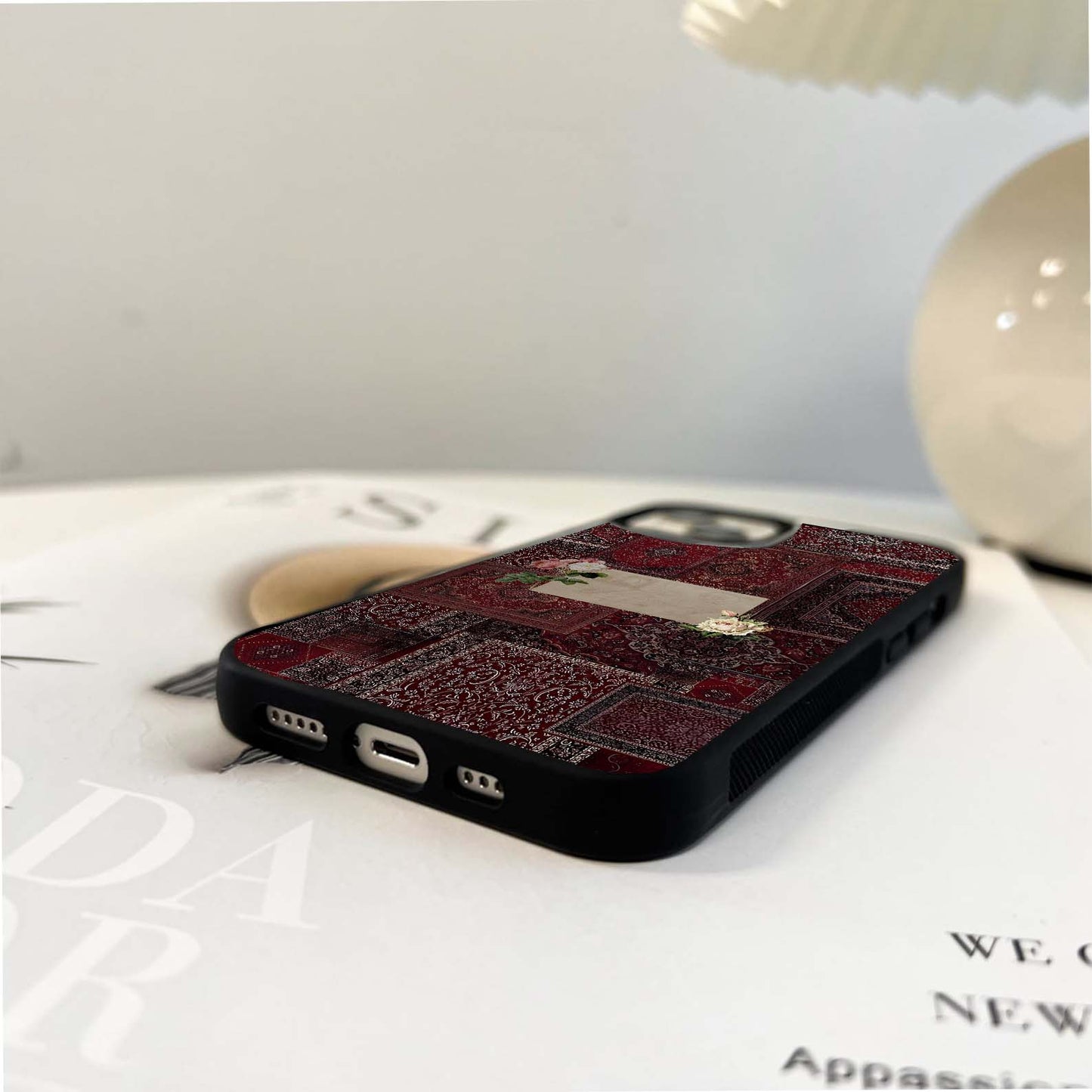 Velvet Wine Pattern Glass Case