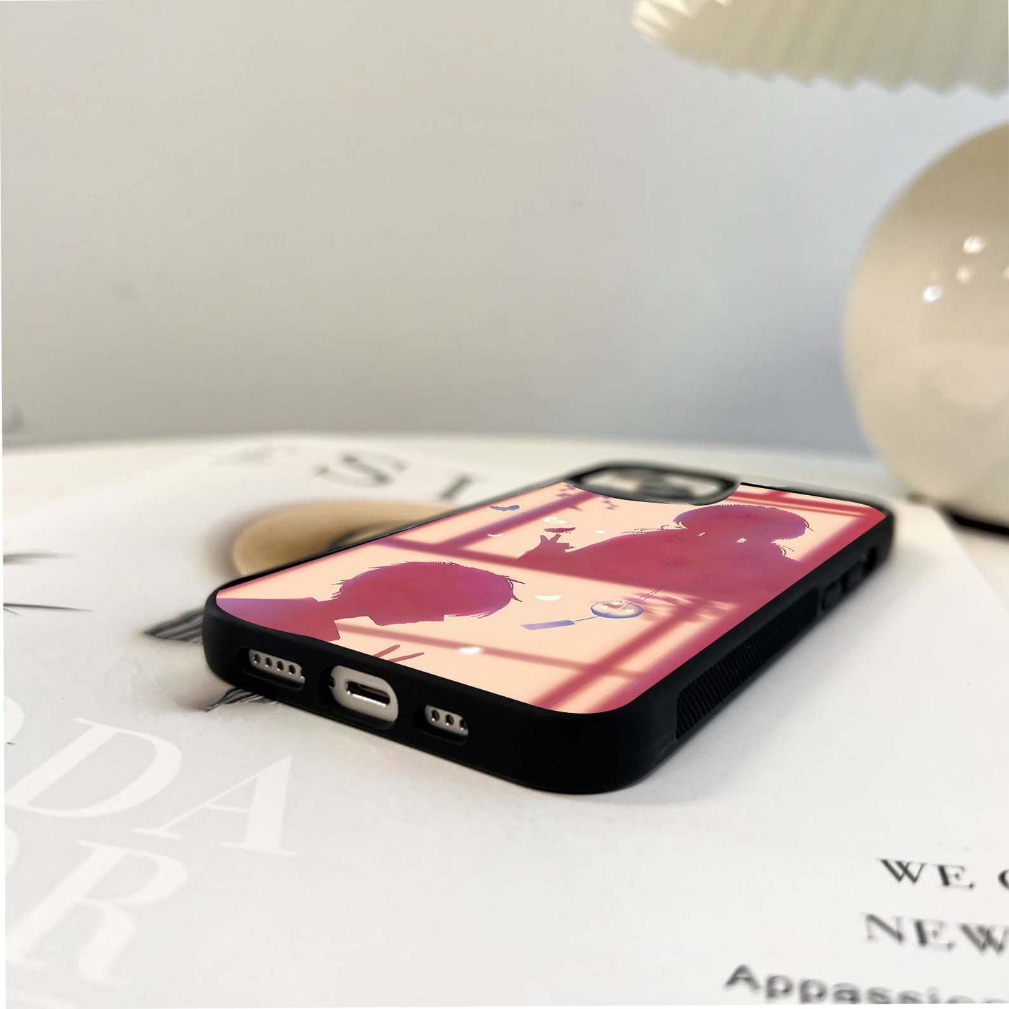 Pink Shadow Couple Glass Case