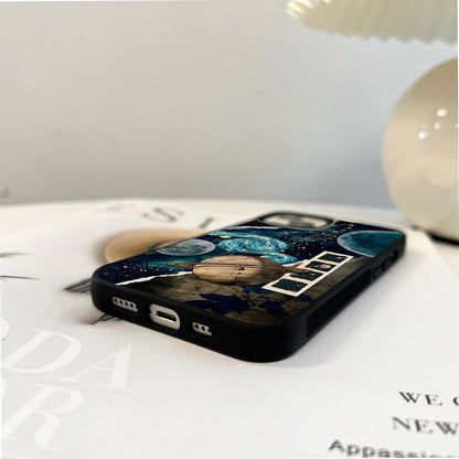 Space with swirling galaxy Glass Case