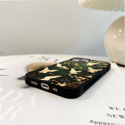 Happy Cranes Pattern Glass Case