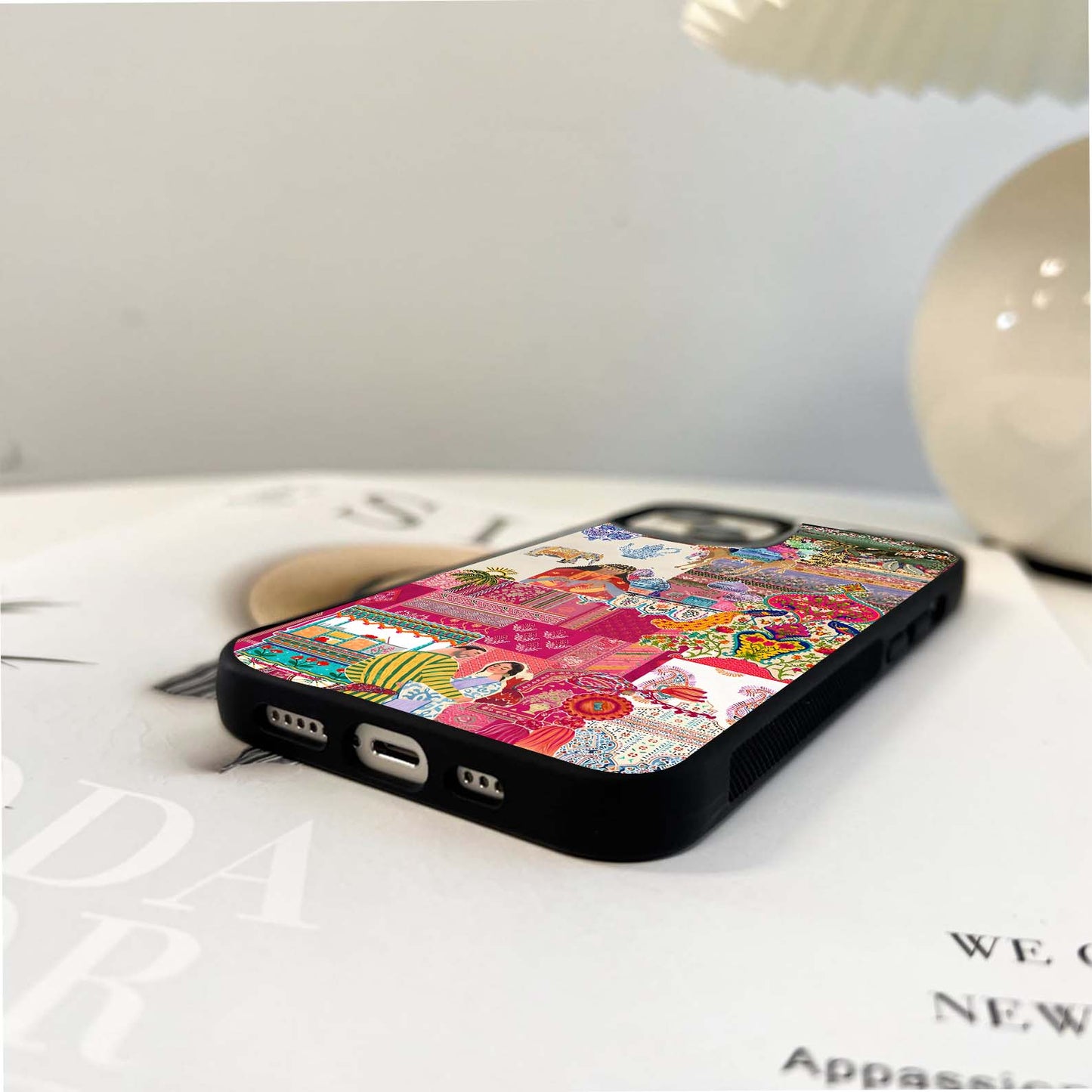 Cultural Tapestry Collage Glass Case