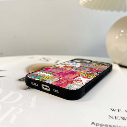 Cultural Tapestry Collage Glass Case