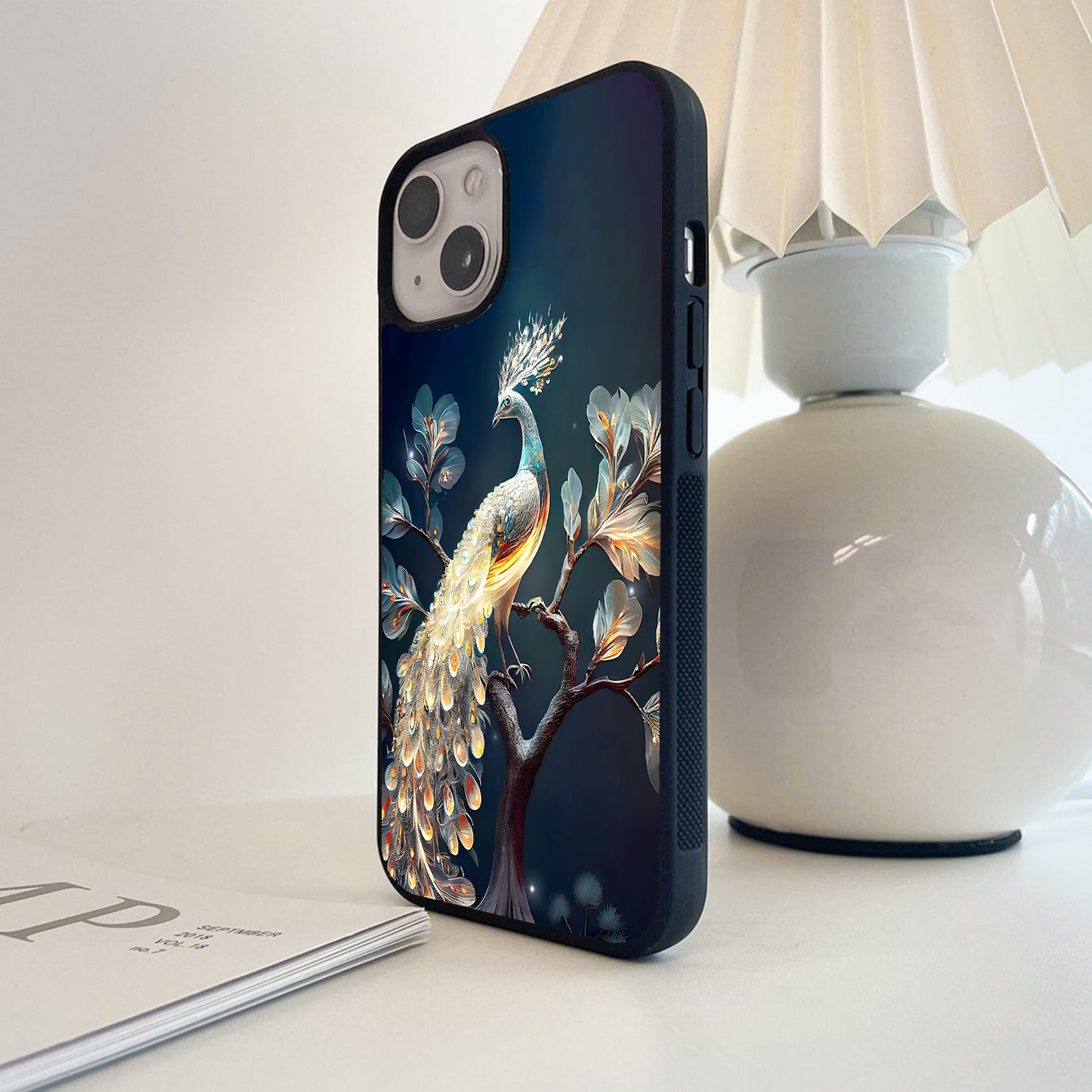 Celestial Peacock Radiance Glass Case