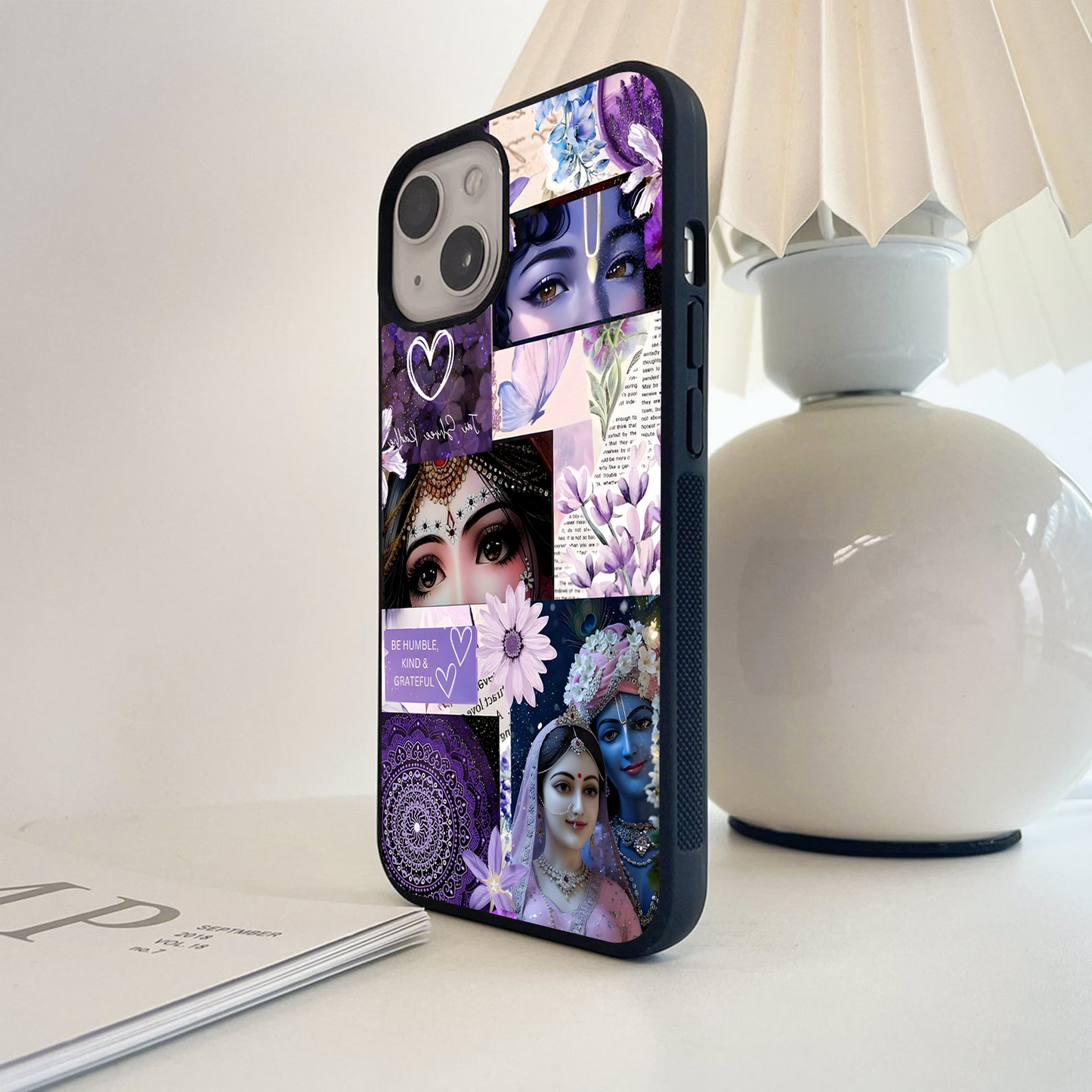 Krishna Purple Devotion Glass Case