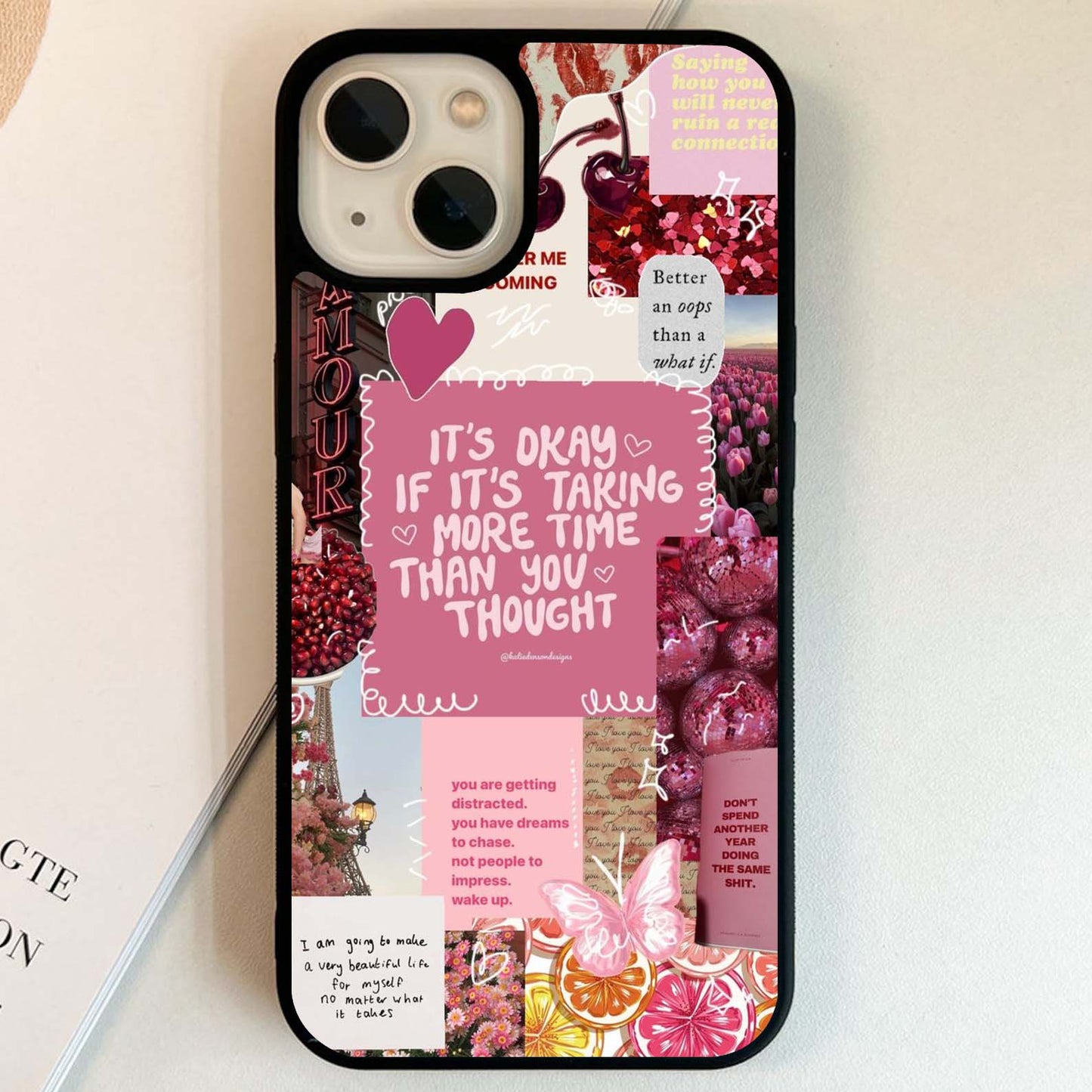 Aesthetic Pink Healing Glass Case