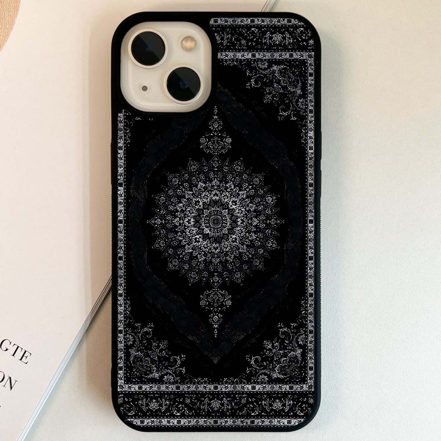 Black Persian Carpet Glass Case