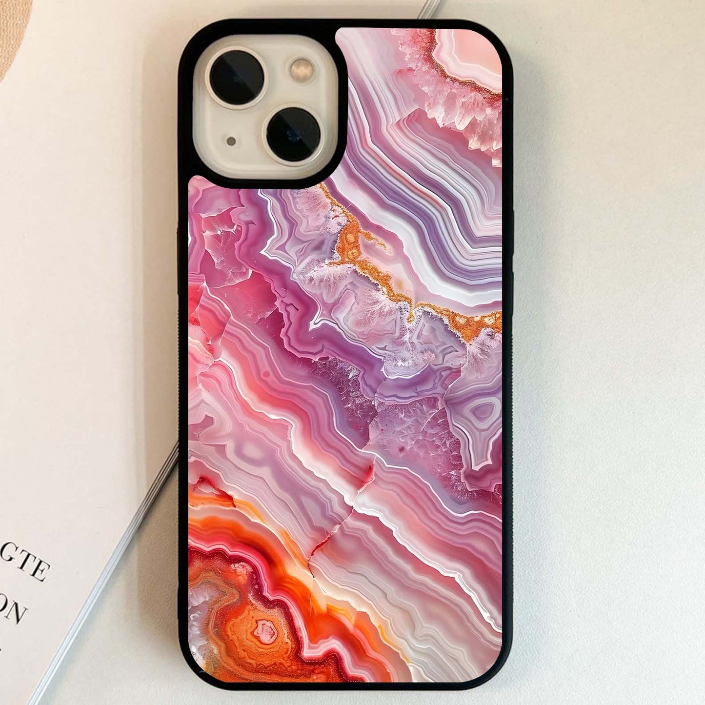 Rose Quartz Marble Glass Case